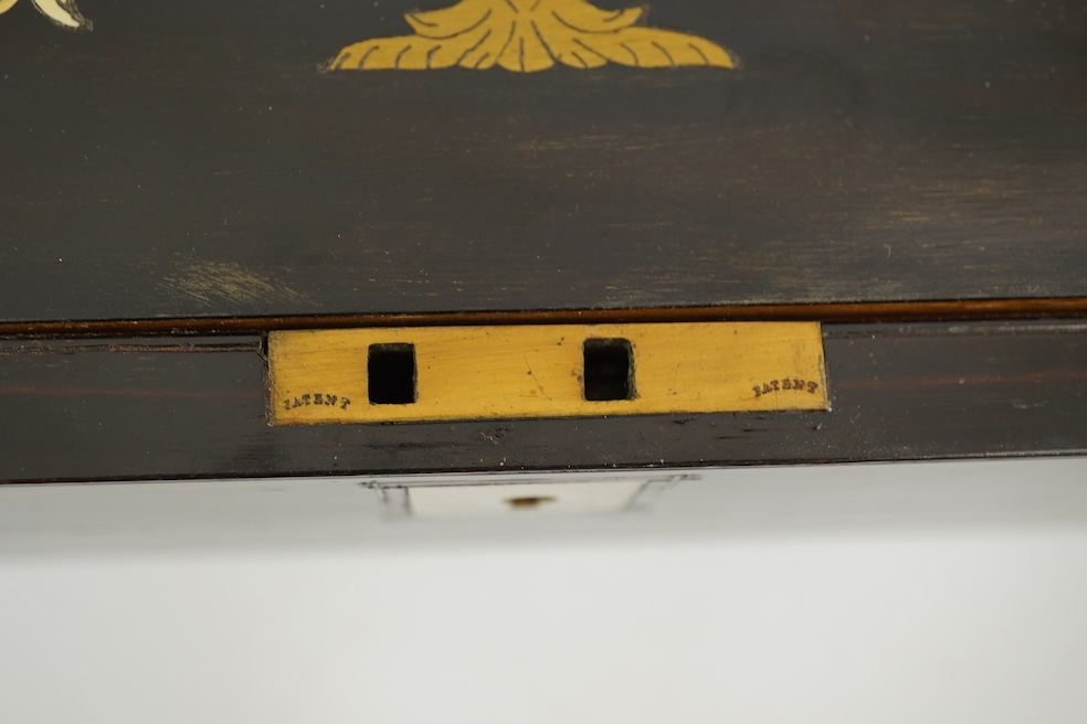 A mid 19th century rosewood writing and sewing box
